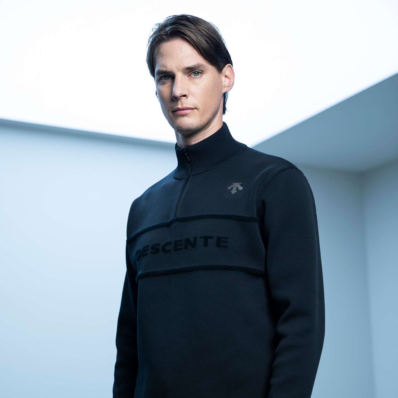 HALF ZIP SWEATER,BK00, large image number 2