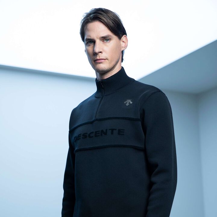 HALF ZIP SWEATER,BK00, medium image number 2